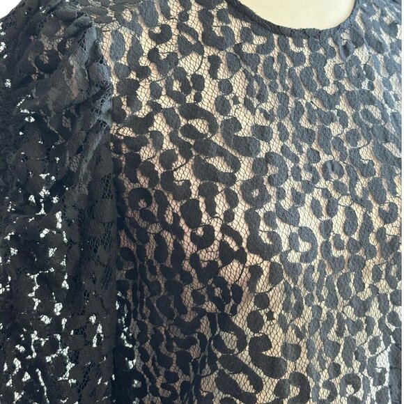 NEW Current/Elliott The Rin Top Black Leopard Lace Sheer LS Womens Sz 1 NWT $248 - Picture 5 of 15